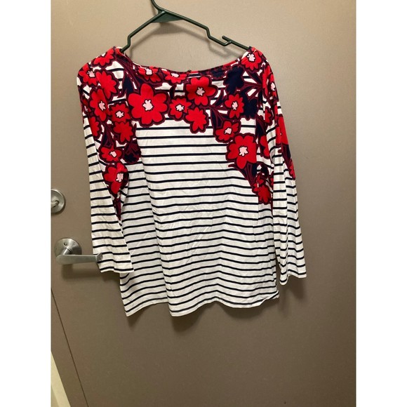 Talbot's Stripe with Flowers Top size XL - Picture 2 of 3